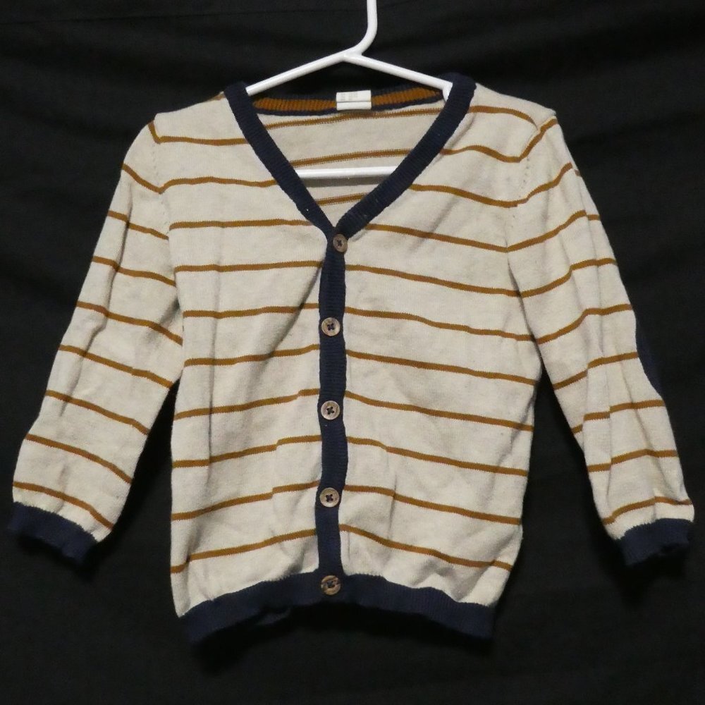 H&M, 1.5 to 2 years old, striped cardigan with elbow patches
